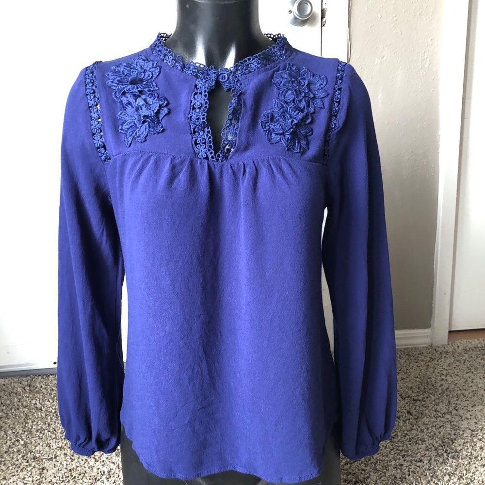 Royal Blue Long Sleeve Blouse